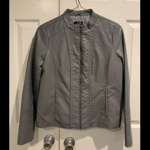 Women’s faux grey leather jacket